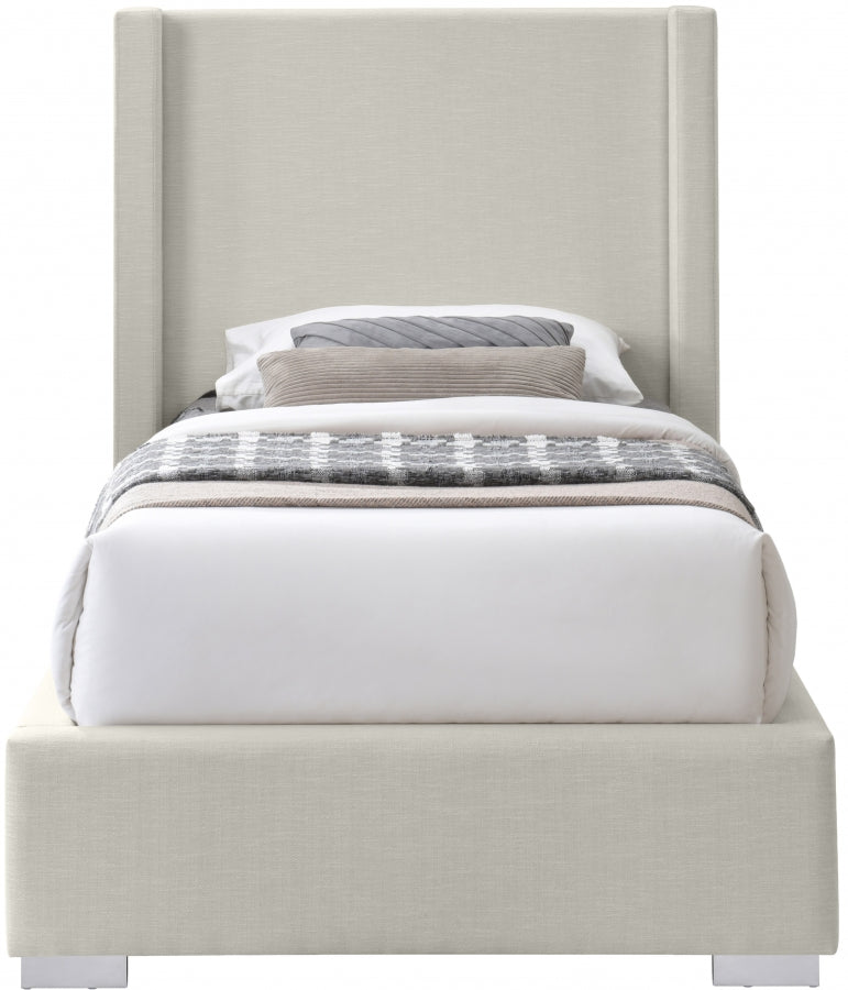 Royce Linen Textured Twin Bed (3 Boxes) Beige - Gate FurnitureTwin Bed