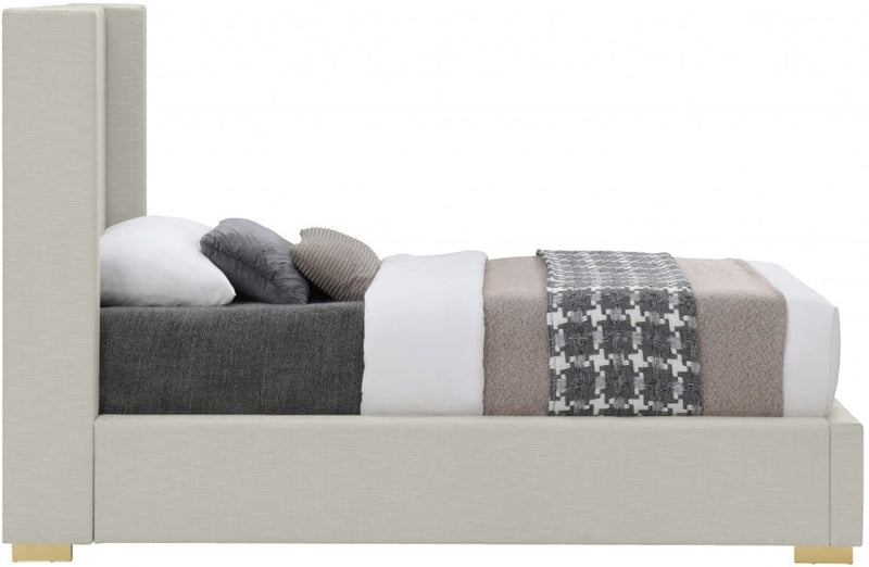 Royce Linen Textured Twin Bed (3 Boxes) Beige - Gate FurnitureTwin Bed