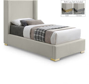 Royce Linen Textured Twin Bed (3 Boxes) Beige - Gate FurnitureTwin Bed