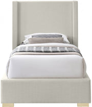 Royce Linen Textured Twin Bed (3 Boxes) Beige - Gate FurnitureTwin Bed