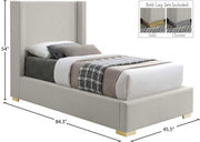 Royce Linen Textured Twin Bed (3 Boxes) Beige - Gate FurnitureTwin Bed