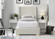 Royce Linen Textured Twin Bed (3 Boxes) Beige - Gate FurnitureTwin Bed