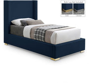 Royce Linen Textured Twin Bed (3 Boxes) Blue - Gate FurnitureTwin Bed