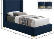 Royce Linen Textured Twin Bed (3 Boxes) Blue - Gate FurnitureTwin Bed