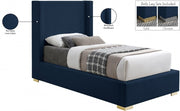 Royce Linen Textured Twin Bed (3 Boxes) Blue - Gate FurnitureTwin Bed