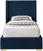 Royce Linen Textured Twin Bed (3 Boxes) Blue - Gate FurnitureTwin Bed