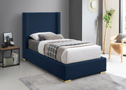 Royce Linen Textured Twin Bed (3 Boxes) Blue - Gate FurnitureTwin Bed