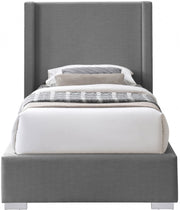 Royce Linen Textured Twin Bed (3 Boxes) Grey - Gate FurnitureTwin Bed