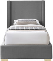 Royce Linen Textured Twin Bed (3 Boxes) Grey - Gate FurnitureTwin Bed