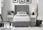 Royce Linen Textured Twin Bed (3 Boxes) Grey - Gate FurnitureTwin Bed