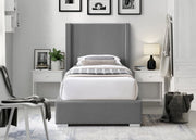 Royce Linen Textured Twin Bed (3 Boxes) Grey - Gate FurnitureTwin Bed