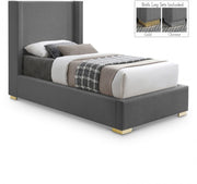 Royce Linen Textured Twin Bed (3 Boxes) Grey - Gate FurnitureTwin Bed