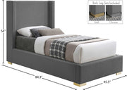 Royce Linen Textured Twin Bed (3 Boxes) Grey - Gate FurnitureTwin Bed