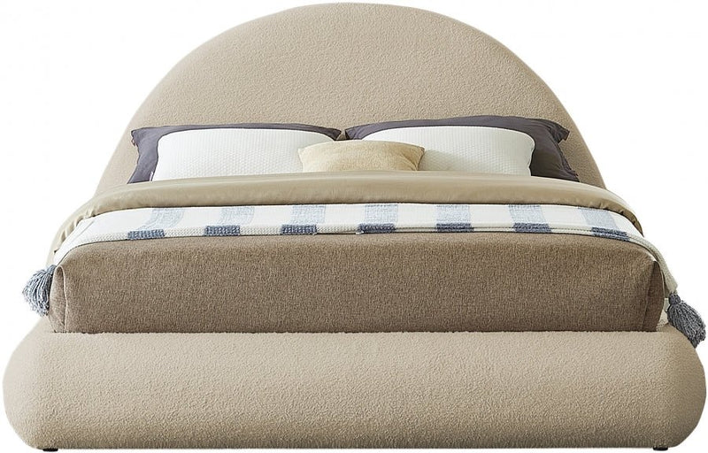 Rudy Teddy Fabric King Bed Beige - Gate FurnitureKing Bed