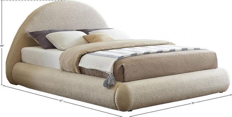 Rudy Teddy Fabric King Bed Beige - Gate FurnitureKing Bed