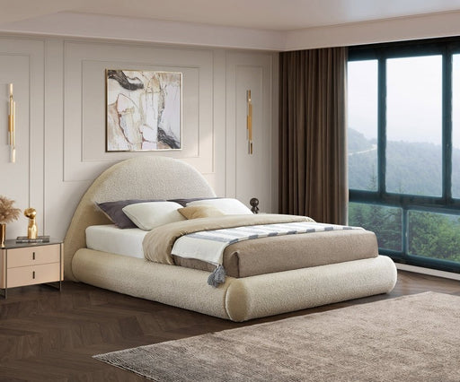 Rudy Teddy Fabric Queen Bed Beige - Gate FurnitureQueen Bed