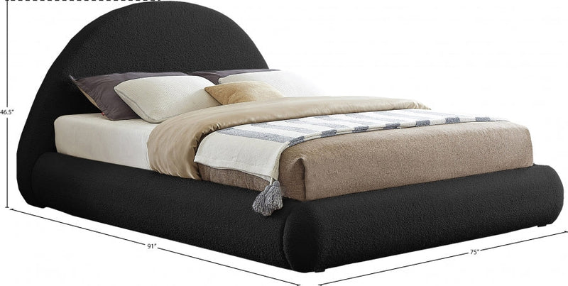Rudy Teddy Fabric Queen Bed Black - Gate FurnitureQueen Bed