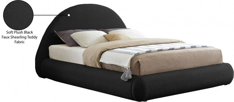 Rudy Teddy Fabric Queen Bed Black - Gate FurnitureQueen Bed