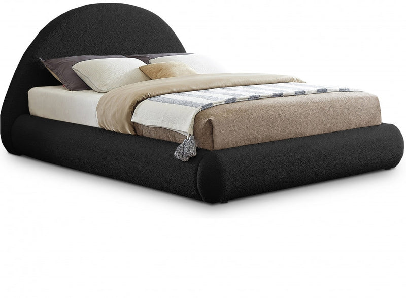 Rudy Teddy Fabric Queen Bed Black - Gate FurnitureQueen Bed