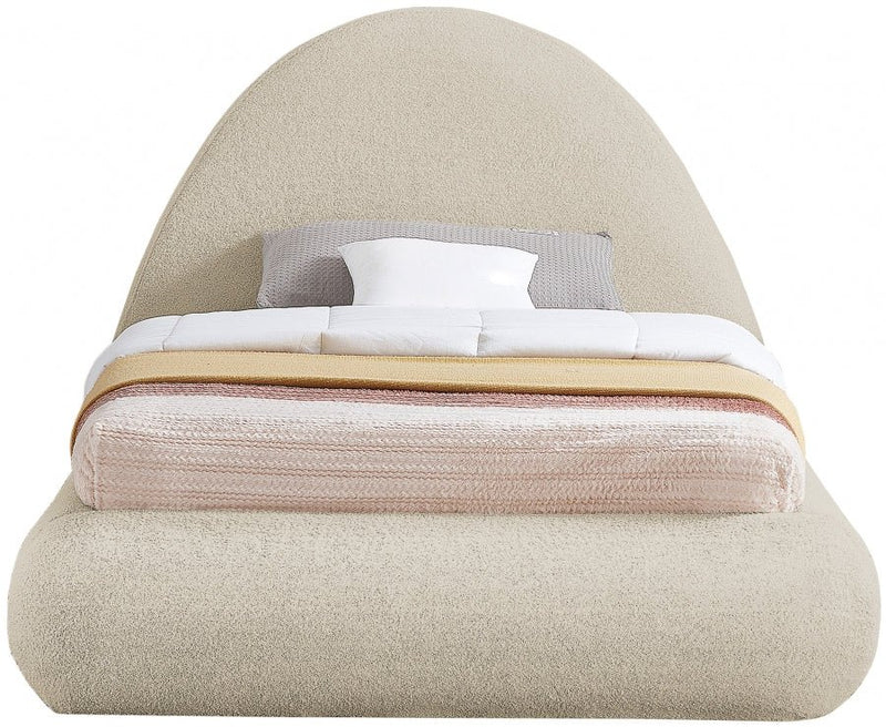 Rudy Teddy Fabric Twin Bed Beige - Gate FurnitureTwin Bed