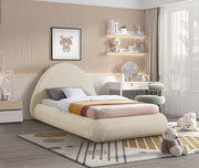 Rudy Teddy Fabric Twin Bed Beige - Gate FurnitureTwin Bed