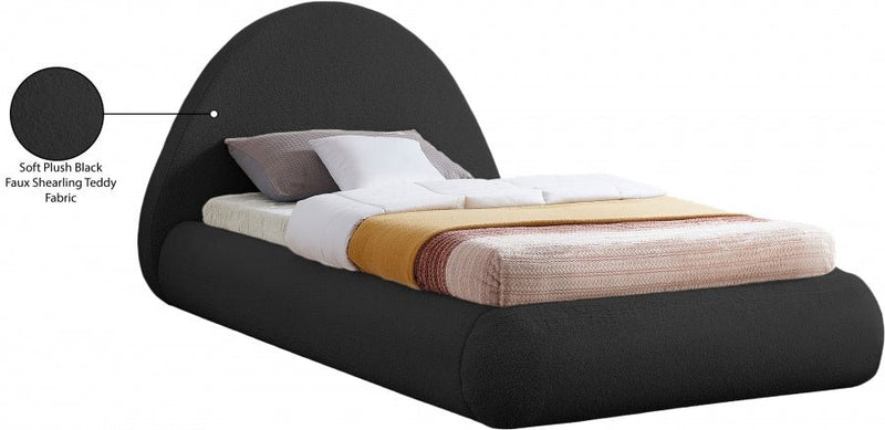 Rudy Teddy Fabric Twin Bed Black - Gate FurnitureTwin Bed