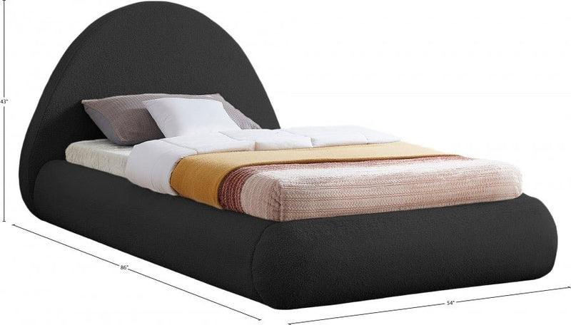 Rudy Teddy Fabric Twin Bed Black - Gate FurnitureTwin Bed