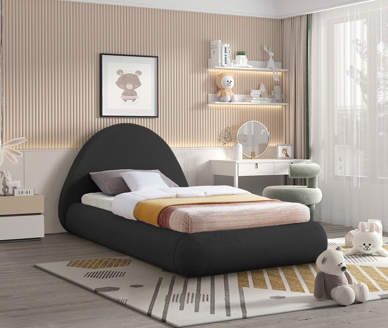 Rudy Teddy Fabric Twin Bed Black - Gate FurnitureTwin Bed