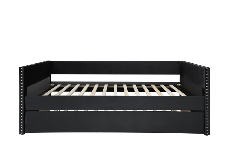 Sadie Black Velvet Twin Daybed - Gate FurnitureDaybed
