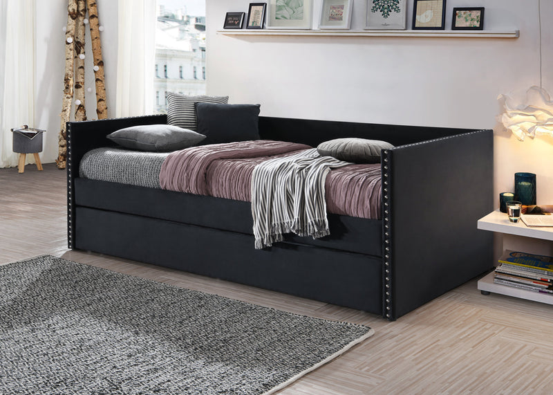 Sadie Black Velvet Twin Daybed - Gate FurnitureDaybed