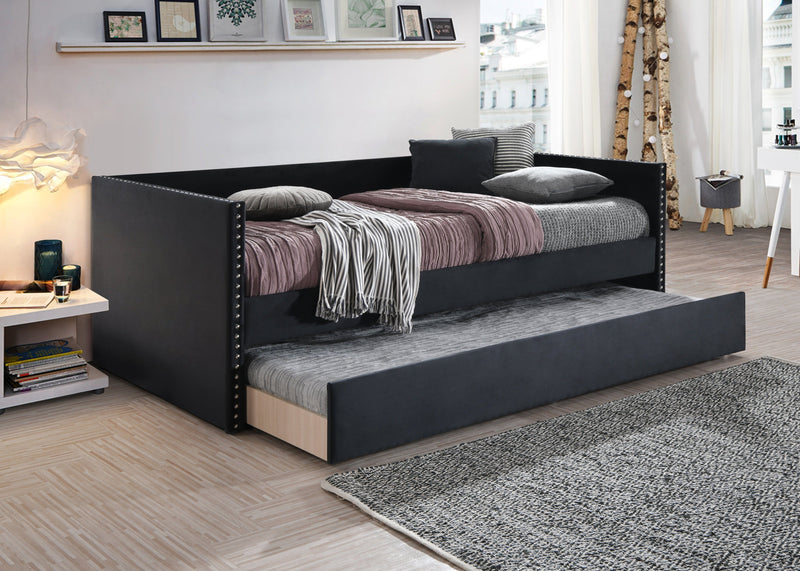 Sadie Black Velvet Twin Daybed - Gate FurnitureDaybed