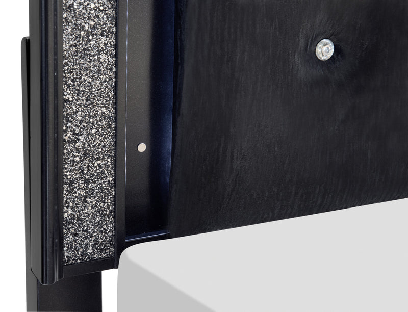 Salon Black LED Upholstered Panel Bedroom Set - Gate FurnitureBedroom Set