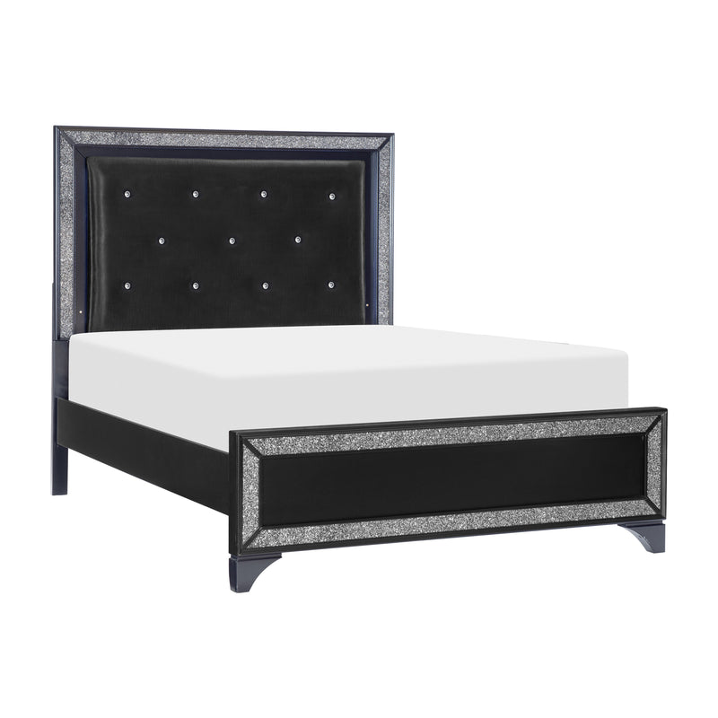 Salon Black LED Upholstered Panel Bedroom Set - Gate FurnitureBedroom Set