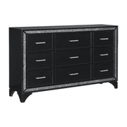 Salon Black LED Upholstered Panel Bedroom Set - Gate FurnitureBedroom Set