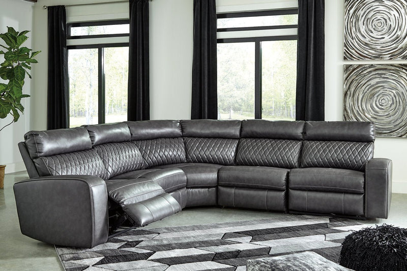 Samperstone Gray 5 - Piece Power Reclining Sectional - Gate FurniturePower Reclining Sectional