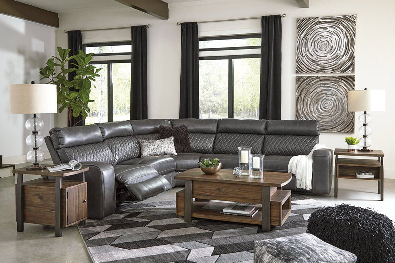 Samperstone Gray 5 - Piece Power Reclining Sectional - Gate FurniturePower Reclining Sectional