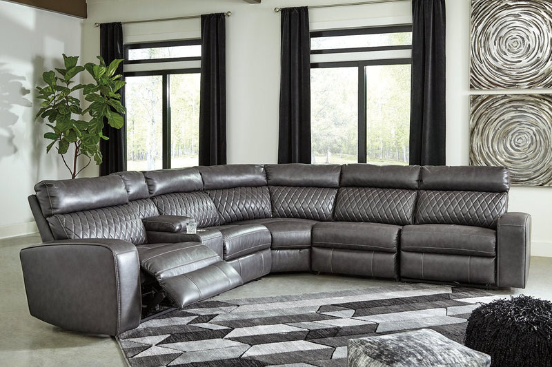 Samperstone Gray 6 - Piece Power Reclining Sectional - Gate FurniturePower Reclining Sectional