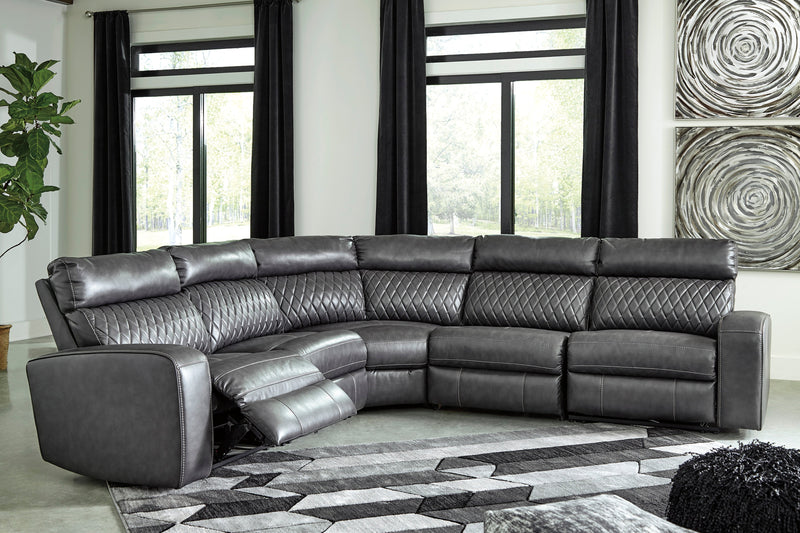 Samperstone Gray LAF Power Reclining Sectional - Gate FurnitureSectional