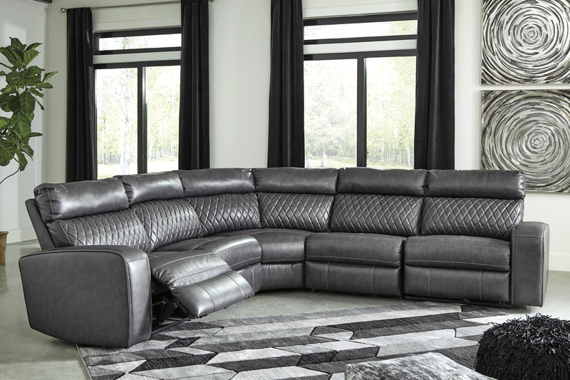 Samperstone Gray LAF Power Reclining Sectional - Gate FurnitureSectional