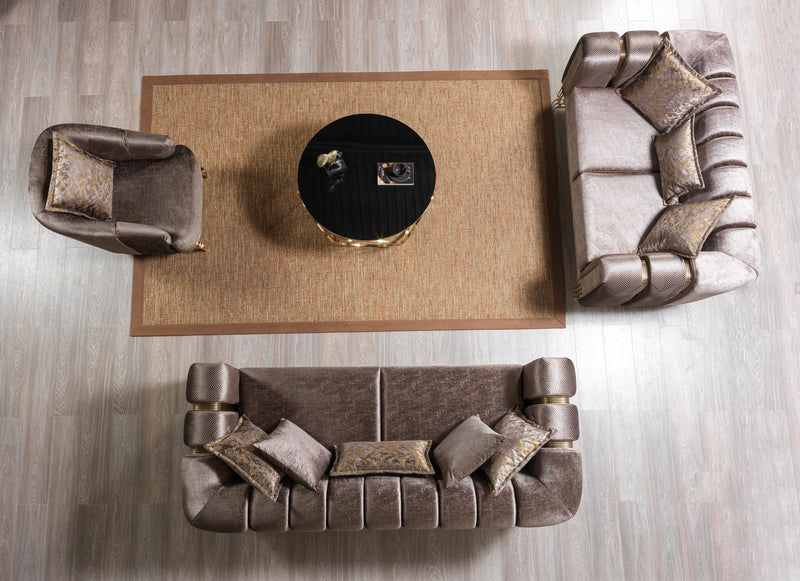 Santana Coffee Velvet Sofa & Loveseat - SANTANACOFFEE-SL