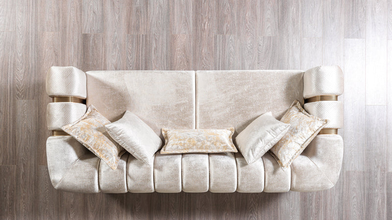 Santana Ivory Velvet Sofa & Loveseat - SANTANAIVORY-SL