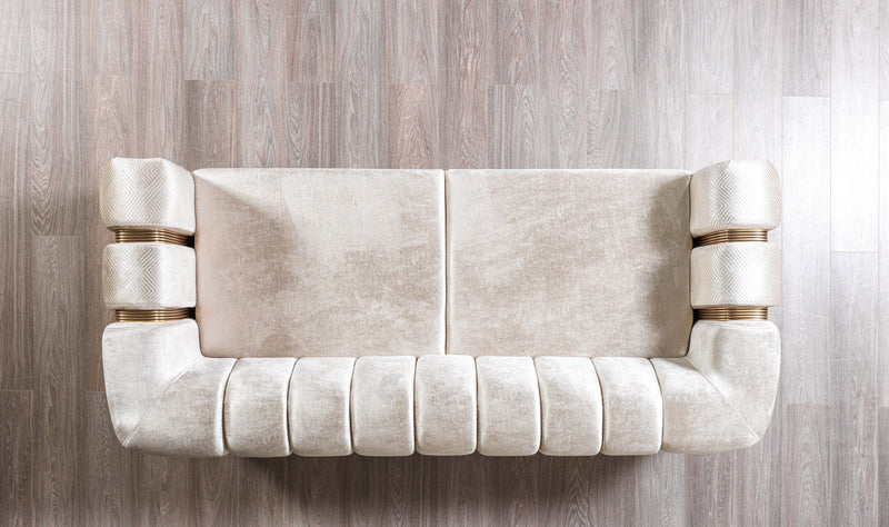 Santana Ivory Velvet Sofa & Loveseat - SANTANAIVORY-SL