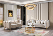 Santana Ivory Velvet Sofa & Loveseat - SANTANAIVORY-SL