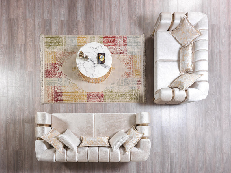 Santana Ivory Velvet Sofa & Loveseat - SANTANAIVORY-SL