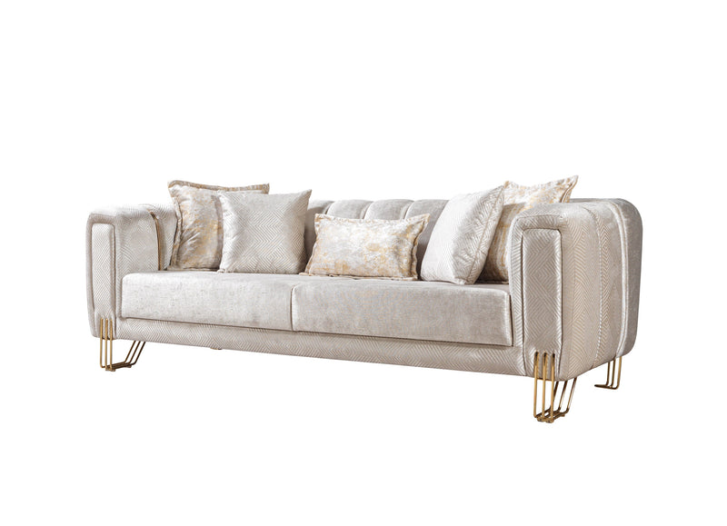 Santana Ivory Velvet Sofa & Loveseat - SANTANAIVORY-SL