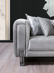 Santana Silver Velvet Sofa & Loveseat - SANTANASILVER-SL