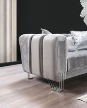 Santana Silver Velvet Sofa & Loveseat - SANTANASILVER-SL