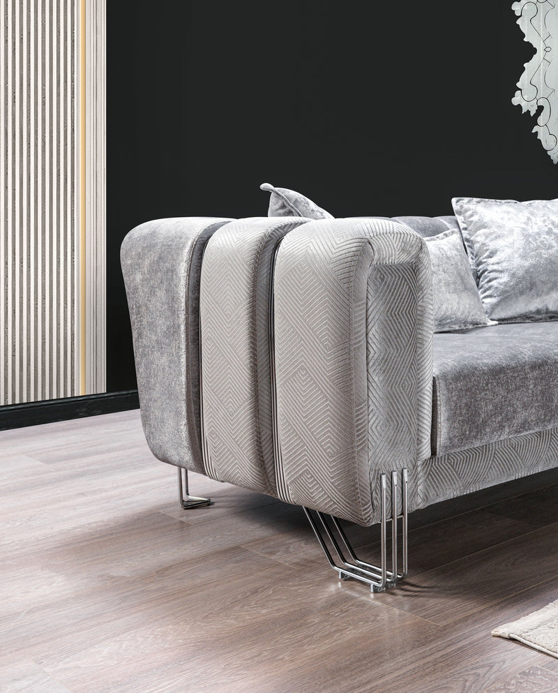 Santana Silver Velvet Sofa & Loveseat - SANTANASILVER-SL