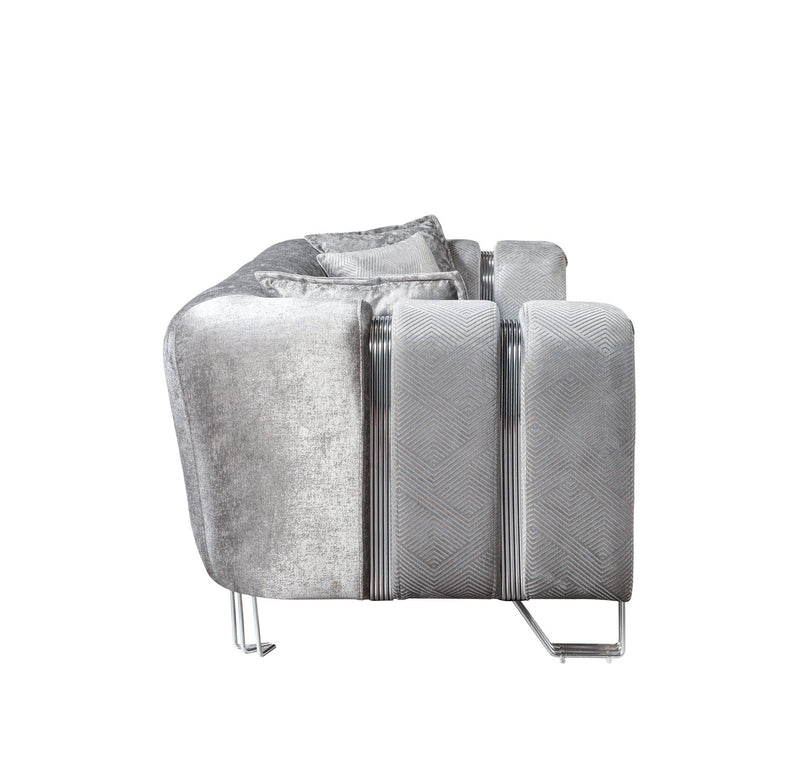 Santana Silver Velvet Sofa & Loveseat - SANTANASILVER-SL