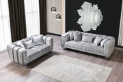 Santana Silver Velvet Sofa & Loveseat - SANTANASILVER-SL